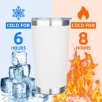 20oz Tumbler with Lid Stainless Steel Insulated Tumblers Travel Coffee Tumbler Bulk Double Wall Vacuum Insulated Water Cup Christmas Gifts for Women Men Her Him Home Office (White, 1pack) - Image 5