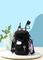 H2O Capsule 2.2L Half Gallon Wide Mouth Water Bottle with Storage Sleeve and Removable Straw - Hydration Tracker Jug with Measurements Marked – Shatterproof BPA-Free, (Jet Black) - Image 7