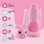 Ello Ellies 16oz Plastic Kids Water Bottle with Straw and Built-in Carrying Handle and Leak-Proof Locking Lid for School backpack, Lunchbox and Outdoor Sports, Pig - Image 5