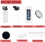 20oz sublimation sport tumblers blanks with two lids ，flat edge sublimation tumblers，double wall stainless steel insulted cup，for Heat Transfer, White (8, with flex handle lid) - Image 3