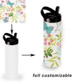 20oz sublimation sport tumblers blanks with two lids ，flat edge sublimation tumblers，double wall stainless steel insulted cup，for Heat Transfer, White (8, with flex handle lid) - Image 5
