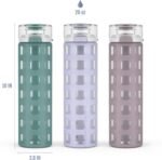 Ello Syndicate 20oz Reusable Glass Water Bottle with One-Touch Leak Proof Flip Lid, Protective Non-Slip Silicone Sleeve, Carry Loop for Coffee, Tea and Water, BPA-free, Dishwasher Safe, Celeste - Image 4