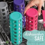 Ello Syndicate 20oz Reusable Glass Water Bottle with One-Touch Leak Proof Flip Lid, Protective Non-Slip Silicone Sleeve, Carry Loop for Coffee, Tea and Water, BPA-free, Dishwasher Safe, Celeste - Image 6