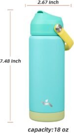 Insulated Water Bottle with Straw Lid,18 oz Stainless Steel Vacuum Metal Bottle with Silicone Handle,Twilight Blue - Image 3