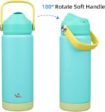 Insulated Water Bottle with Straw Lid,18 oz Stainless Steel Vacuum Metal Bottle with Silicone Handle,Twilight Blue - Image 7
