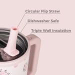 HydroJug Traveler - 32 oz Water Bottle with Handle & Flip Straw - Fits in Cup Holder, Leak Resistant Tumbler-Reusable Insulated Stainless Steel & Rubber Base - Gifts for Women & Men, Wildrose - Image 4