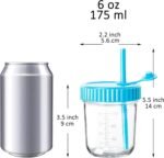 Youngever 8 Pack Kids Glass Jars With Straws, 6 Ounce Cups for Toddler, Mason Jars With Airtight Lids (8 Rainbow Colors) - Image 3