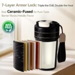 Insulated Coffee Tumbler 20oz with 3D Print Design, Ceramic Travel Mug with Lid and Straw, Double Wall Vacuum Leak Proof Tumbler for Hot/Iced Coffee, Tea, Women/Men,Gift - Image 4