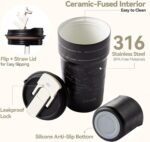 Insulated Coffee Tumbler 20oz with 3D Print Design, Ceramic Travel Mug with Lid and Straw, Double Wall Vacuum Leak Proof Tumbler for Hot/Iced Coffee, Tea, Women/Men,Gift - Image 5