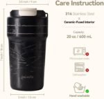 Insulated Coffee Tumbler 20oz with 3D Print Design, Ceramic Travel Mug with Lid and Straw, Double Wall Vacuum Leak Proof Tumbler for Hot/Iced Coffee, Tea, Women/Men,Gift - Image 7