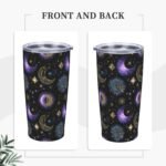 Star and Moon Tumbler with Straw Lid Insulated Travel Coffee Mug 20 OZ Stainless Steel Cup for Outdoor Car Office Kitchen - Image 5