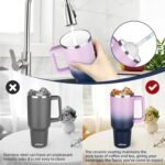 40 oz Insulated Coffee Mug with Ceramic Coating, Stainless Steel Travel Mug Tumbler with Handle Lid and Straw, Double Wall Leak-Proof Coffee Travel Mug Keeps Drink Hot and Cold (Purple Navy) - Image 6