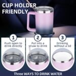 40 oz Insulated Coffee Mug with Ceramic Coating, Stainless Steel Travel Mug Tumbler with Handle Lid and Straw, Double Wall Leak-Proof Coffee Travel Mug Keeps Drink Hot and Cold (Purple Navy) - Image 7