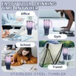 40 oz Insulated Coffee Mug with Ceramic Coating, Stainless Steel Travel Mug Tumbler with Handle Lid and Straw, Double Wall Leak-Proof Coffee Travel Mug Keeps Drink Hot and Cold (Purple Navy) - Image 8