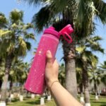 22oz Stainless Steel Bling Crystal Water Bottle Rhinestone Vacuum Insulated Bottle with Spout Lid Reusable Double-Wall Glitter Sport Bottle Gift for Women Girl (Hot Pink) - Image 6