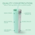 Letter S Personalized Initial Gifts for Women Men 16oz Double Wall Mint Plastic Skinny Tumbler Monogrammed Matte Slim Cup Wedding Graduation Birthday Gift (S) - Image 5