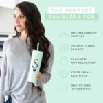 Letter S Personalized Initial Gifts for Women Men 16oz Double Wall Mint Plastic Skinny Tumbler Monogrammed Matte Slim Cup Wedding Graduation Birthday Gift (S) - Image 8