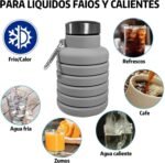 Collapsible Water Bottles,16oz Capacity Portable Reusable Silicone Water Bottle,Leak-proof,with buckle,foldable storage,Lightweight Durable for Fitness,Cycling,Sports,Camping,Hiking (Black+Black) - Image 8