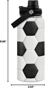 Soccer Water Bottle with Lid - 32oz Insulated Stainless Steel Sport Bottles - Gift for Men Soccer Player Fan Coach - Image 5