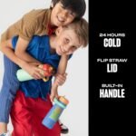 S'well Stainless Steel Kids Traveler with Flip Straw Lid, 16oz, Spring Green, Triple Layered Vacuum Insulated Containers Keeps Drinks Cold for 24 Hours, BPA Free, Easy Carrying On the Go - Image 3
