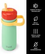 S'well Stainless Steel Kids Traveler with Flip Straw Lid, 16oz, Spring Green, Triple Layered Vacuum Insulated Containers Keeps Drinks Cold for 24 Hours, BPA Free, Easy Carrying On the Go - Image 4