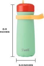 S'well Stainless Steel Kids Traveler with Flip Straw Lid, 16oz, Spring Green, Triple Layered Vacuum Insulated Containers Keeps Drinks Cold for 24 Hours, BPA Free, Easy Carrying On the Go - Image 5