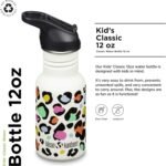 Klean Kanteen 12 oz Classic Kid's Water Bottle with Flip Seal Sport Cap & Straw - 100% Leakproof Cap - Durable Stainless Steel Material - Lightweight & Easy-Grip - BPA-Free - Leopard Print - Image 3