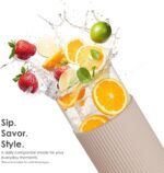 SANDJEST Glass Tumbler with Straw and Lid, Glass Water Bottle with Silicone Sleeve 20oz, Smoothie, Iced Coffee Cup, Gifts for Women Teen Girls Birthday Christmas (Light Brown) - Image 5