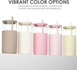 SANDJEST Glass Tumbler with Straw and Lid, Glass Water Bottle with Silicone Sleeve 20oz, Smoothie, Iced Coffee Cup, Gifts for Women Teen Girls Birthday Christmas (Light Brown) - Image 6