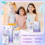 Birthday Gifts for 4 5 6 7 8 9 10 11 12 Year Old Girls Monogrammed Initial Glass Cups,16oz Glass Cups with lid and straw, Personlized Valentine Mermaid Gifts for Kids Girls Purple M - Image 6