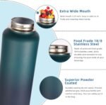 Volhoply 32 oz Water Bottles Bulk 2 Pack with Straw Lid & Spout Lid,Insulated Sports Water Bottle,Double Wall Vacuum Stainless Steel Cups,Leakproof Wide Mouth Metal Flask for Travel(Assorted,2) - Image 6