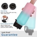 Volhoply 32 oz Water Bottles Bulk 2 Pack with Straw Lid & Spout Lid,Insulated Sports Water Bottle,Double Wall Vacuum Stainless Steel Cups,Leakproof Wide Mouth Metal Flask for Travel(Assorted,2) - Image 7