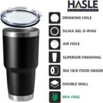 HASLE OUTFITTERS 30oz Stainless Steel Tumbler, Double Wall Vacuum Insulated Travel Mug Tumbler, Durable Insulated Coffee Mug, Gift Box Set (Black, 4) - Image 3