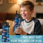 Shark Gift for Kids - 16oz Kids Water Bottle with Straw Lid, Stainless Steel Insulated Tumbler, Leak Proof, BPA - Free, Sport Bottles for School, Travel, Sea Fishes Children Birthday Gift Cup (1pc) - Image 10