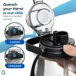 AQUAFIT 64 oz Water Bottle with Time Marker - 2in1 Straw & Chug Lid - BPA Free Big Water Bottle with Straw - Gym Water Bottle with Strap - Water Jug (64 Ounces, Nebula) - Image 8