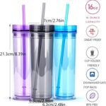 Tumblers with Lid and Straw, 17oz Reusable Plastic Cups for Iced Coffee, Travel Mugs, Double Wall Party Cups, Durable Acrylic Design, 6 Pack (6, Transparent) - Image 3