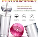 Tumblers with Lid and Straw, 17oz Reusable Plastic Cups for Iced Coffee, Travel Mugs, Double Wall Party Cups, Durable Acrylic Design, 6 Pack (6, Transparent) - Image 4