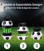 Kids Water Bottle 18oz Collapsible Silicone Soccerball Degine BPA Free, Food Grade, Leak Proof, Sports Bottle with Carabiner Clip, Gift for Hiking, Gym, School, Sports & Travel - Image 6