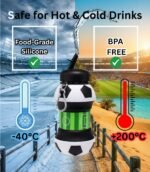 Kids Water Bottle 18oz Collapsible Silicone Soccerball Degine BPA Free, Food Grade, Leak Proof, Sports Bottle with Carabiner Clip, Gift for Hiking, Gym, School, Sports & Travel - Image 8