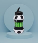 Kids Water Bottle 18oz Collapsible Silicone Soccerball Degine BPA Free, Food Grade, Leak Proof, Sports Bottle with Carabiner Clip, Gift for Hiking, Gym, School, Sports & Travel - Image 9