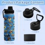 Truck Gifts for Boys, 18 oz Stainless Steel Water Bottles with 2 Lids, Insulated Water Bottle with Straw, Truck Cups for Travel Sports Outdoor, Birthday Christmas Gifts for Boys Truck Lovers - Image 5