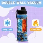 Truck Gifts for Boys, 18 oz Stainless Steel Water Bottles with 2 Lids, Insulated Water Bottle with Straw, Truck Cups for Travel Sports Outdoor, Birthday Christmas Gifts for Boys Truck Lovers - Image 6