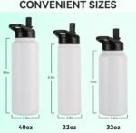 DOMICARE Insulated Water Bottle, 22 oz Vacuum Insulated Stainless Steel Reusable Sports Bottle with Straw Lid & Spout Lid for Travel, Camping, Bike, Leakproof, White, 4 Pack - Image 5