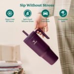 REDUCE Chiller Vacuum Insulated 40 oz Tumbler with Spill-Proof Silicone Straw - Sustainable Tritan Lid with Water Intake Markers - Soft Sit Base Travel Mug - Dishwasher Safe - Cosmetic Pink - Image 3