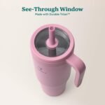 REDUCE Chiller Vacuum Insulated 40 oz Tumbler with Spill-Proof Silicone Straw - Sustainable Tritan Lid with Water Intake Markers - Soft Sit Base Travel Mug - Dishwasher Safe - Cosmetic Pink - Image 5