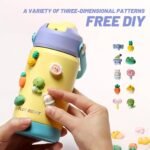 Kids Insulated Water Bottle, 12 oz BPA-FREE Double Wall Vacuum Tumbler 18/8 Stainless Steel Leak Proof Kids Cups with Straw for School Travel Boys Girls (Yellow) - Image 6