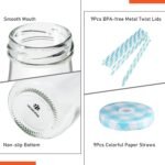 YEBODA 11oz Glass Milk Bottles with Reusable Metal Twist Lids and Straws for Beverage Glassware and Drinkware Parties, Weddings, BBQ, Picnics, Set of 9 - Image 5