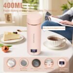 Travel Electric Kettle Portable Mini Kettle,Small Hot Water Boiler with 4 Temperature Settings,304 Stainless Steel,Fast Boiling Water with Auto Shut-Off and Boil Dry Protection (Pink, 400ml) - Image 4
