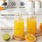 Ruckae 16oz 12 Pack Glass Juice Bottles with Lids - Reusable Square Glass Juice Bottles with Leak-Proof Lid & Capacity Marks for Containers Juicing,Milk,Smoothies - Image 6