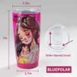 20oz Mom Tumbler Insulated Thermal Coffee Cup - Portable Travel Mug with Cute Cartoon Patterns, Leak-Proof for Mom, Great Mother’s Day Gift for Daily Use Office Outdoor(Pink) - Image 4